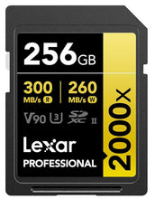 Load image into Gallery viewer, Lexar Professional 2000x SDXC Memory Card, UHS-II, C10, U3, V90, 8K Video and Full HD , Up to 300MB/s Read, 260MB/s Write