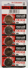 Load image into Gallery viewer, Maxell CR2450 3V Lithium Coin Battery 1-pc