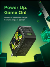 Load image into Gallery viewer, Ugreen Nexode 3-Port 2xUSB-C + 1xUSB-A 65W Gan Fast Charger Genshin Impact Ed.