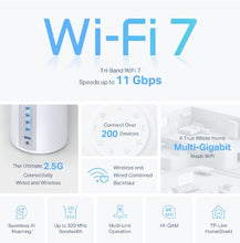 Load image into Gallery viewer, Deco BE65 BE11000 TRI-Band Whole Home Mesh WiFi 7 System
