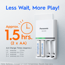 Load image into Gallery viewer, Panasonic Eneloop (K-KJ55MC40T2) Smart & Quick Battery Charger + 4pcs AA Battery
