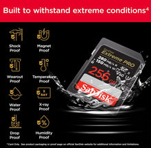 Load image into Gallery viewer, SanDisk Extreme PRO 256Gb SDXC UHS-II Memory Card - C10, U3, V60, 6K, 4K UHD, SD Card