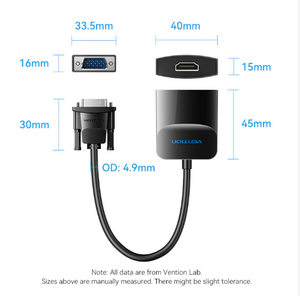 Vention VGA to HDMI™ Converter with Female Micro USB and Audio Port