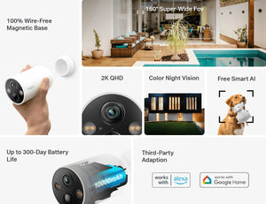 Tapo C425 2K QHD 4MP Outdoor Smart Wire-Free Security Camera