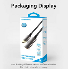 Load image into Gallery viewer, Vention Cotton Braided DP Male to HDMI™ Female 8K Converter 0.25M Black Zinc Alloy Type
