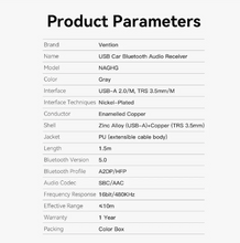 Load image into Gallery viewer, Vention USB Bluetooth Audio Receiver for Car
