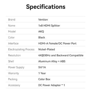 VENTION 4K HDMI Splitter 1 in 8 Out