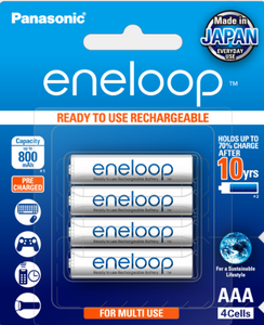 Panasonic Eneloop AAA Ni-MH Pre-Charged Rechargeable Batteries, 1Pack (4pcs)