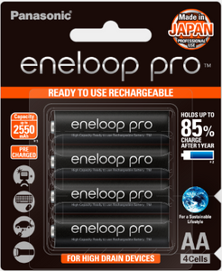 Panasonic Eneloop Pro High Capacity AA Ni-MH Pre-Charged Rechargeable Batteries, 1Pack (4pcs)