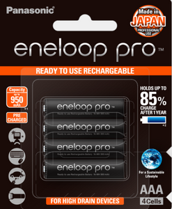 Panasonic Eneloop Pro High Capacity AAA Ni-MH Pre-Charged Rechargeable Batteries, 1Pack (4pcs)