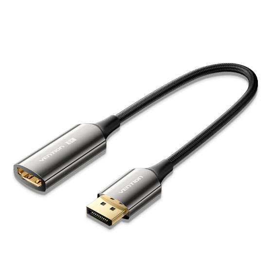 Vention Cotton Braided DP Male to HDMI™ Female 8K Converter 0.25M Black Zinc Alloy Type