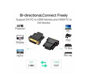 UGREEN DVI 24+1 to HDMI Adapter Female Bi-Directional DVI-D Port Converter 4K 1080P Gold Plated Connector