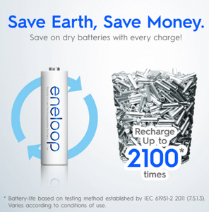 Panasonic Eneloop AA Ni-MH Pre-Charged Rechargeable Batteries, 1Pack (4pcs)
