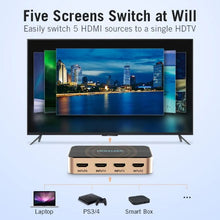Load image into Gallery viewer, VENTION HDMI Switch 5 in 1 Out 4K@30Hz HDMI Selector Switch with IR Remote HDMI 1.4 HDCP 1.4
