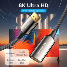 Load image into Gallery viewer, Vention Cotton Braided DP Male to HDMI™ Female 8K Converter 0.25M Black Zinc Alloy Type
