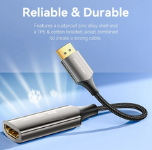 Load image into Gallery viewer, Vention Cotton Braided DP Male to HDMI™ Female 8K Converter 0.25M Black Zinc Alloy Type
