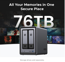 Load image into Gallery viewer, UGREEN NASync DXP2800 2-bay, Intel N100 quad-core CPU, 8GB DDR5 RAM, 2.5GbE LAN, 4K HDMI, diskless
