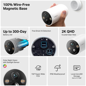 Tapo C425 2K QHD 4MP Outdoor Smart Wire-Free Security Camera