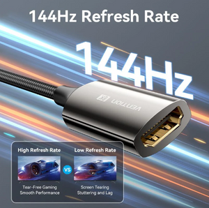 Vention Cotton Braided DP Male to HDMI™ Female 8K Converter 0.25M Black Zinc Alloy Type
