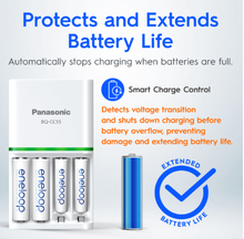Load image into Gallery viewer, Panasonic Eneloop (K-KJ55MC40T2) Smart &amp; Quick Battery Charger + 4pcs AA Battery
