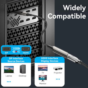 Vention Cotton Braided DP Male to HDMI™ Female 8K Converter 0.25M Black Zinc Alloy Type